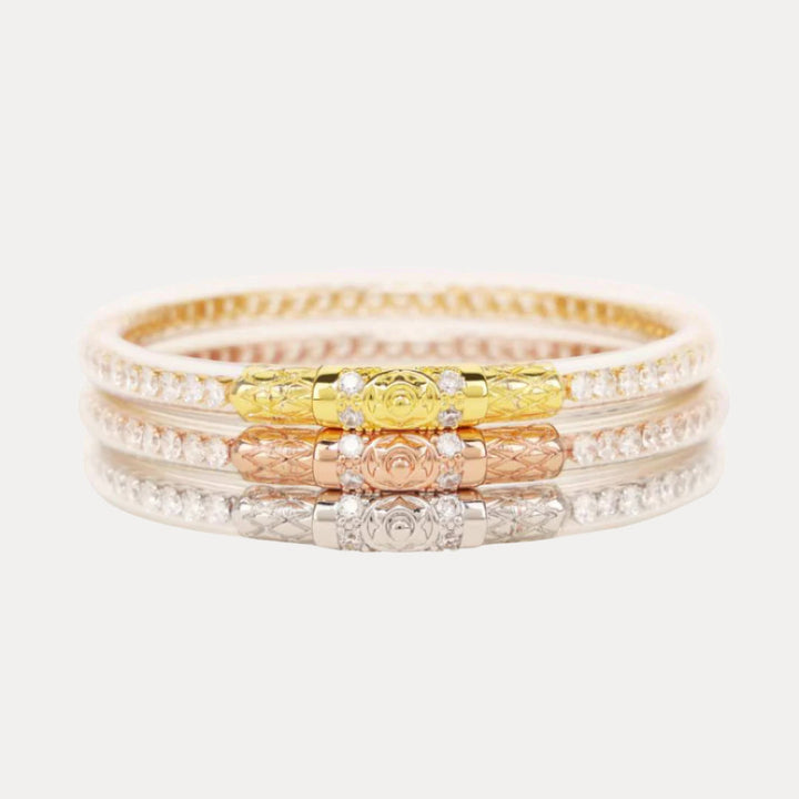 BudhaGirl- THREE QUEENS ALL WEATHER BANGLES® (AWB®) - CLEAR CRYSTAL