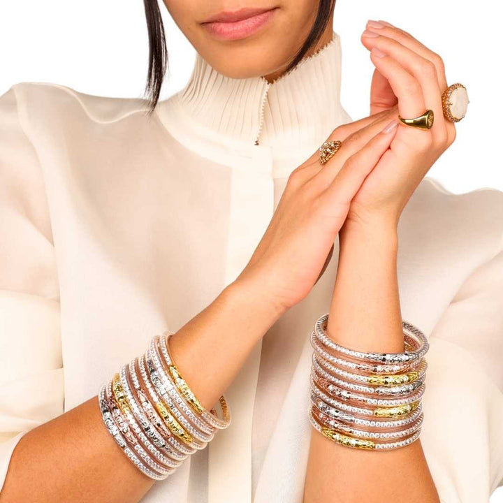 BudhaGirl- THREE QUEENS ALL WEATHER BANGLES® (AWB®) - CLEAR CRYSTAL
