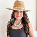Sunset Stitch Straw Hat- Blue