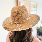 Sunset Stitch Straw Hat- Blue