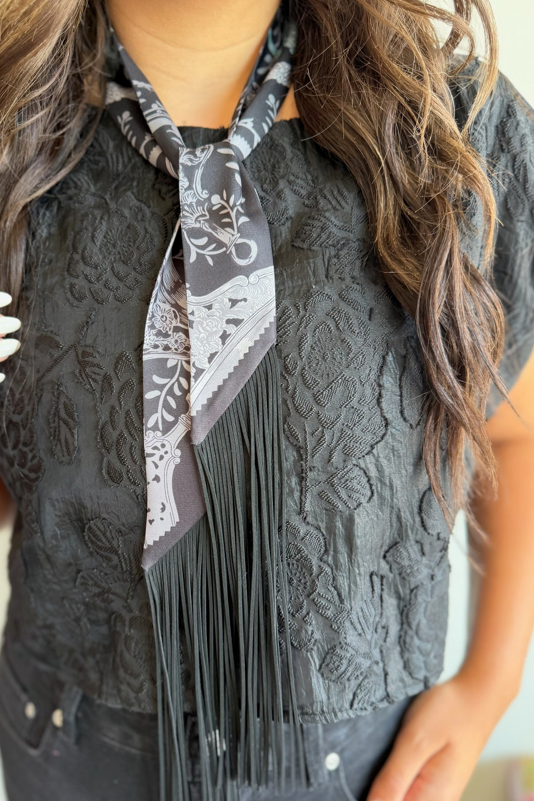 Everyday Chic Black Fringe Twilly