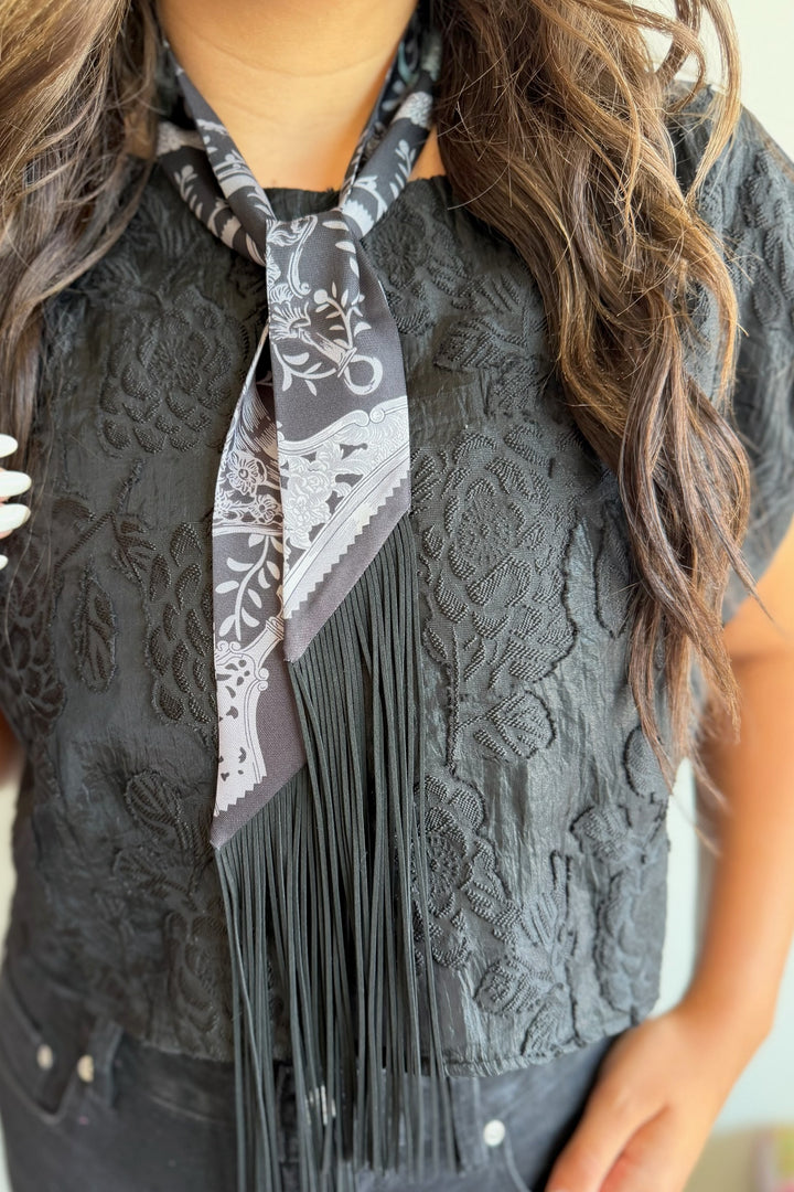 Everyday Chic Black Fringe Twilly