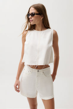 Pistola- RUE CROPPED SWING SHIRT - OFF WHITE