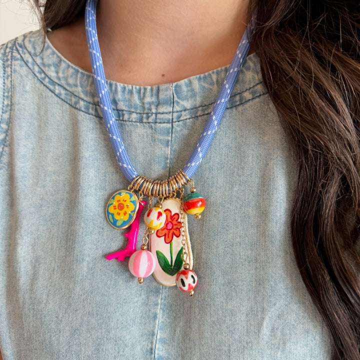Charm Rope Necklace- Lilac
