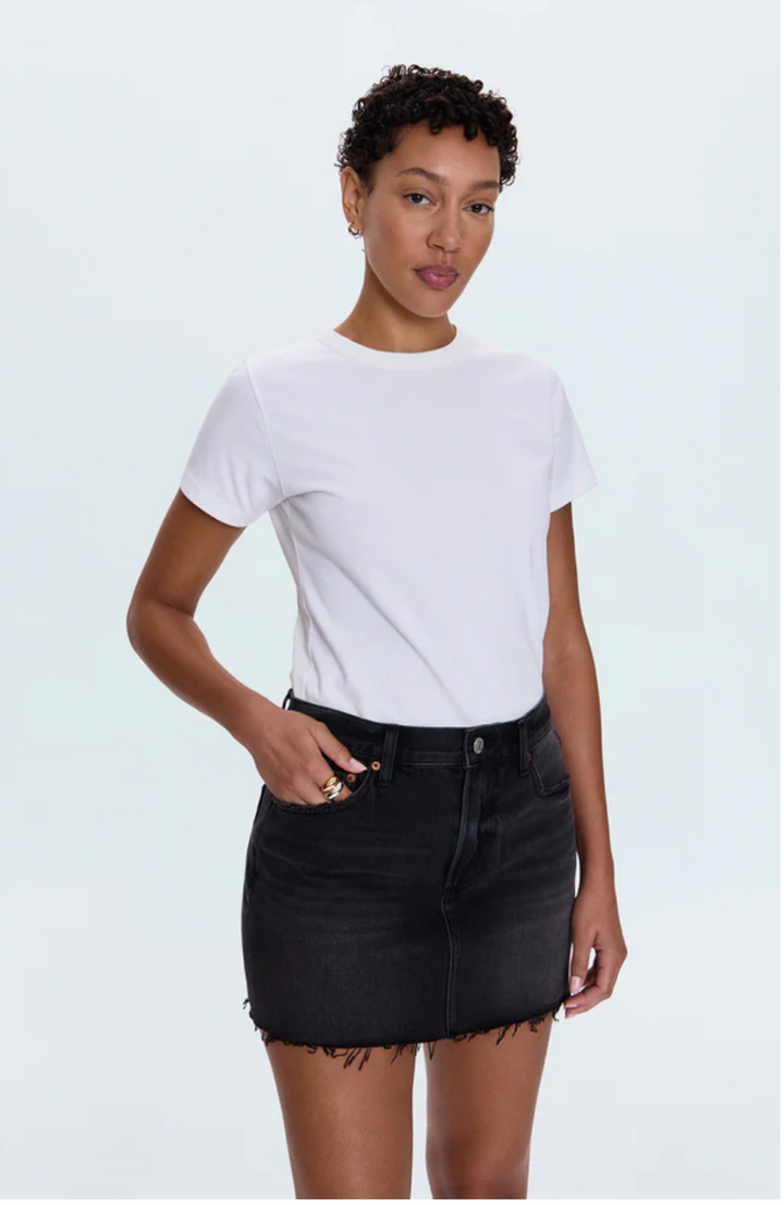 Pistola- Daisy Low Slung Mini Black Denim Skirt