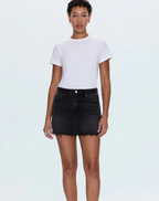 Pistola- Daisy Low Slung Mini Black Denim Skirt