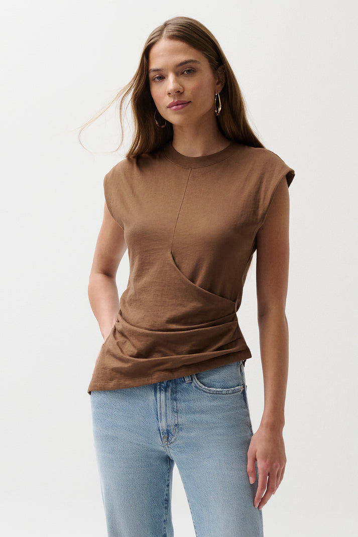 Pistola- NYA DRAPED TEE - JAVA