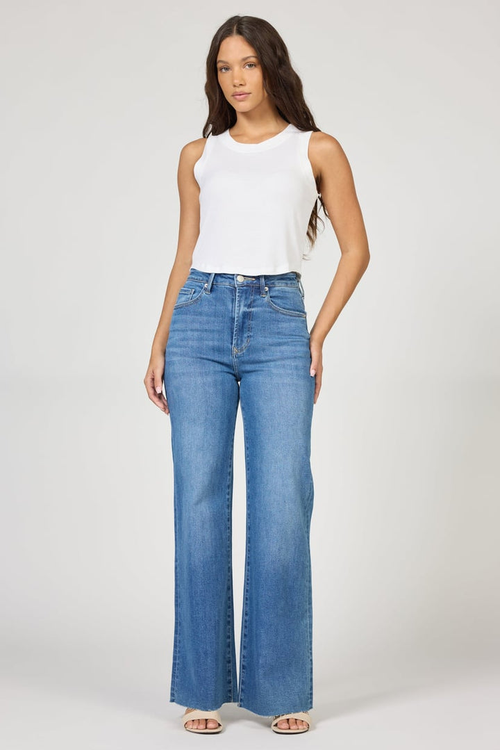 Fiona Wide Leg Jean- Fog Sky