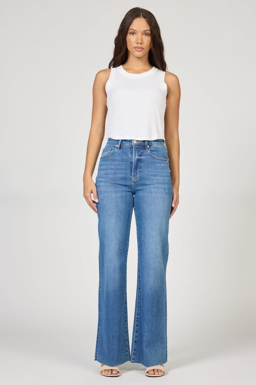 Fiona Wide Leg Jean- Fog Sky