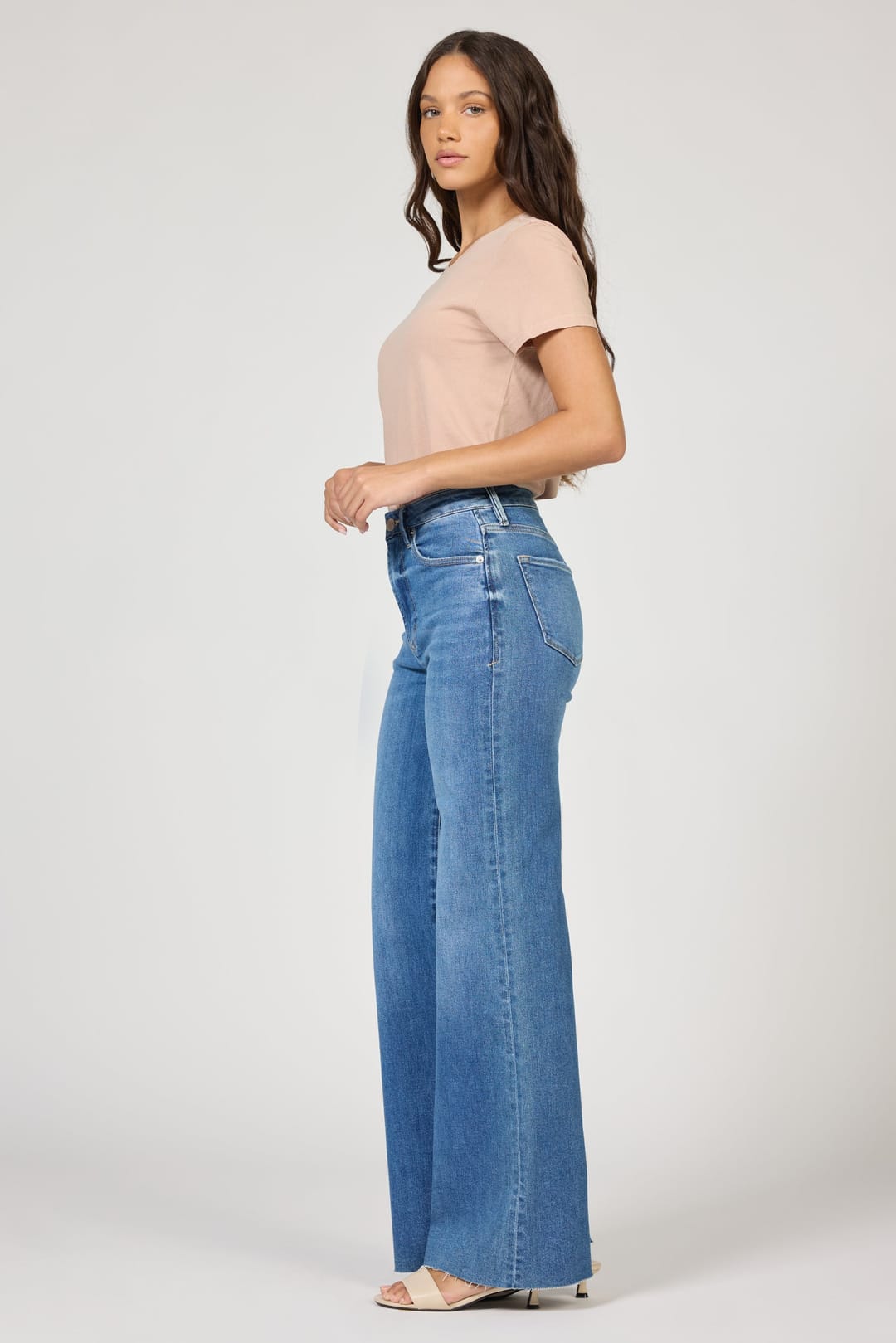 Fiona Wide Leg Jean- Fog Sky
