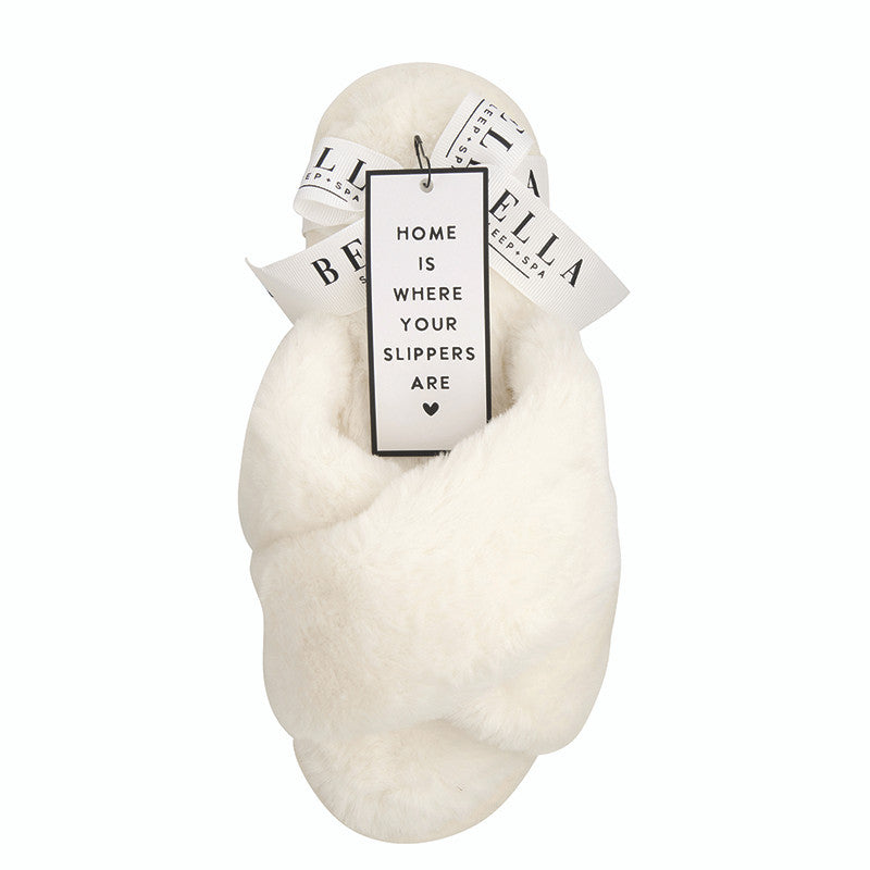 Plush Slippers - Ivory Criss-Cross