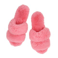 Plush Slippers - Double Band - Hot Pink
