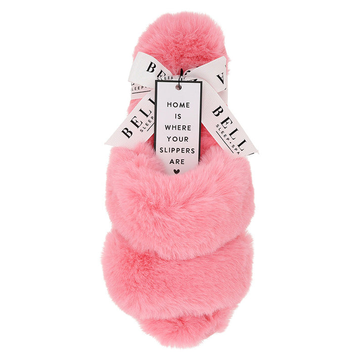 Plush Slippers - Double Band - Hot Pink