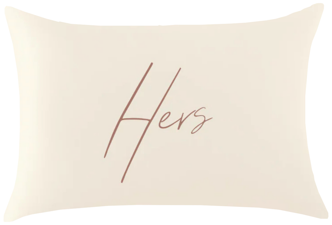 His & Hers Ivory Satin Pillowcase