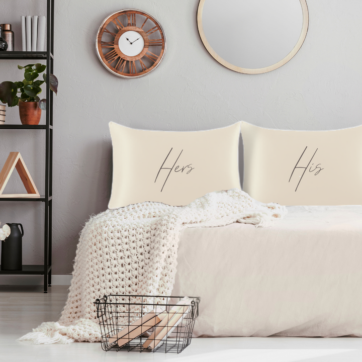 His & Hers Ivory Satin Pillowcase