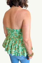 Strapless Green Floral Top