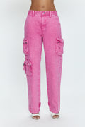 Pistola- Bobbie Utility Mid Rise Loose Straight Cargo- Pink Garnet