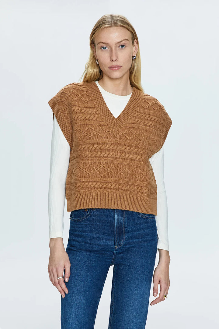 Pistola-MARTA SWEATER VEST - CARAMEL