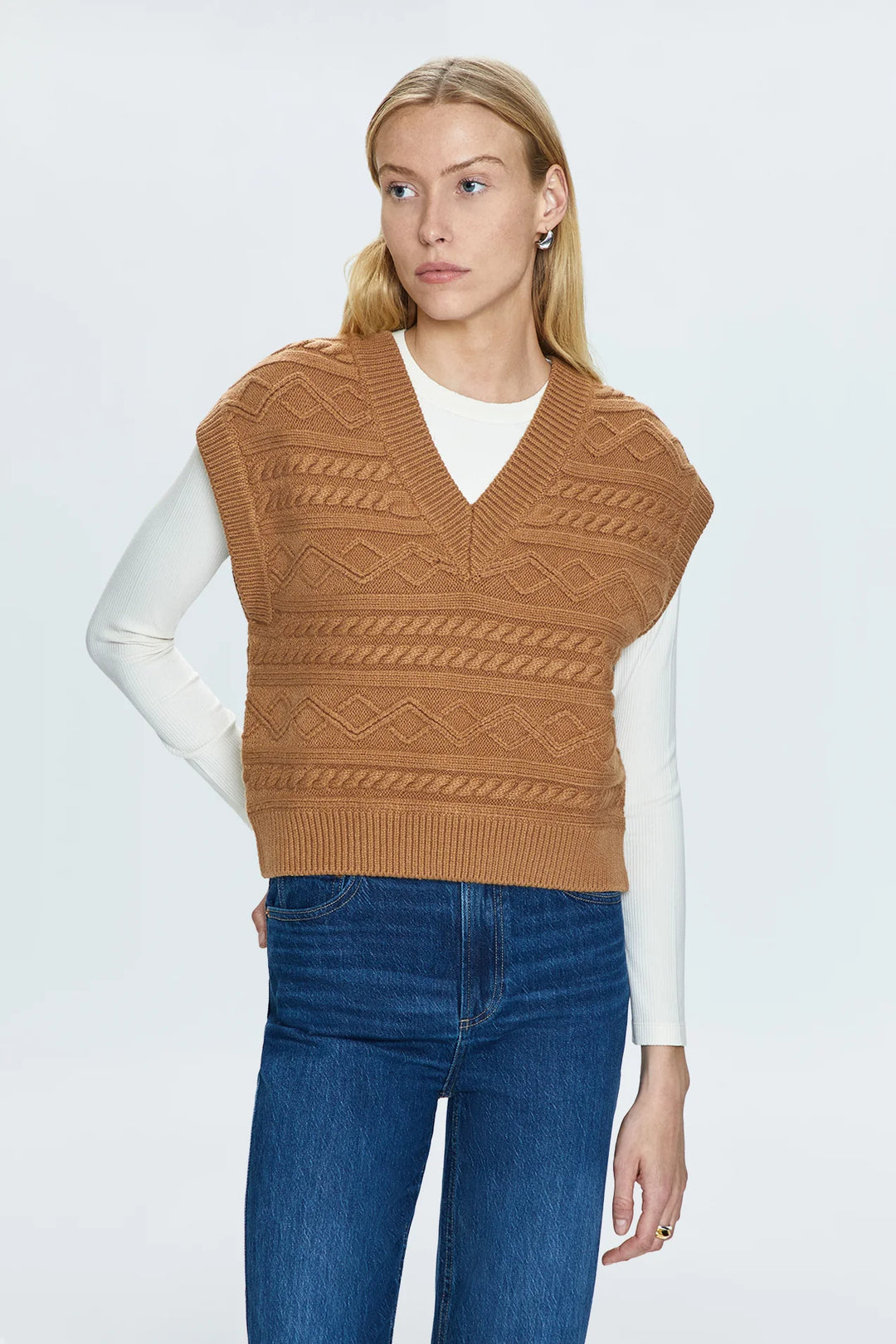 Pistola-MARTA SWEATER VEST - CARAMEL