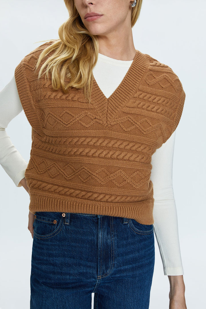Pistola-MARTA SWEATER VEST - CARAMEL