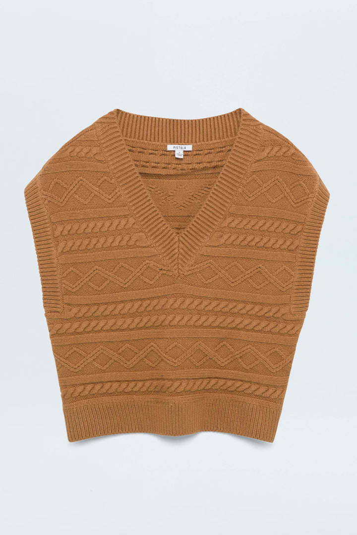 Pistola-MARTA SWEATER VEST - CARAMEL