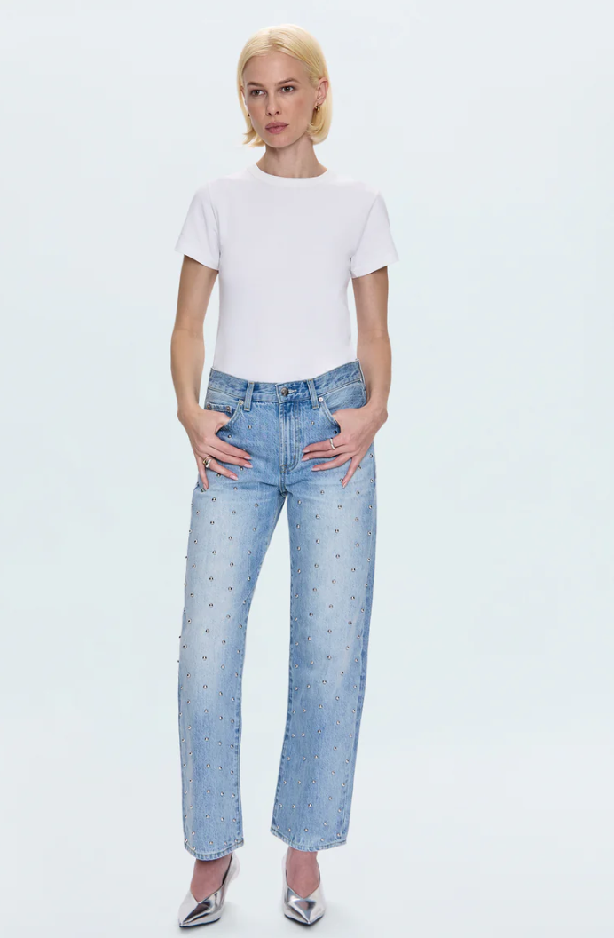 Lexi Bowed Straight Jeans - Aries
