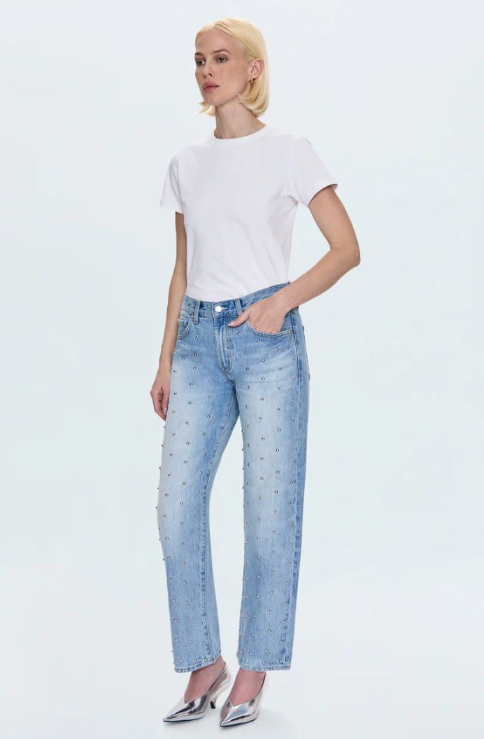 Lexi Bowed Straight Jeans - Aries