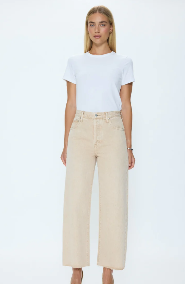 Pistola- Tate Crop Bowed Wide Leg Jeans- Dune