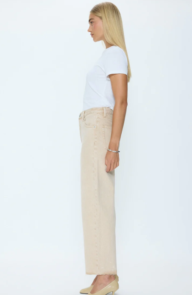 Pistola- TATE Crop Bowed Wide Leg Jeans- Dune