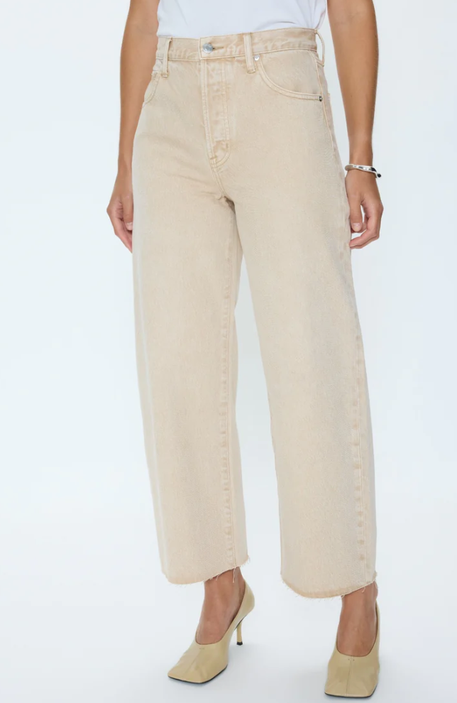 Pistola- TATE Crop Bowed Wide Leg Jeans- Dune