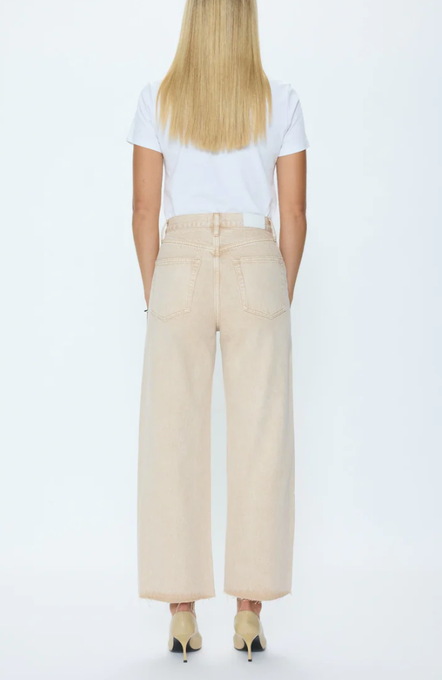 Pistola- TATE Crop Bowed Wide Leg Jeans- Dune