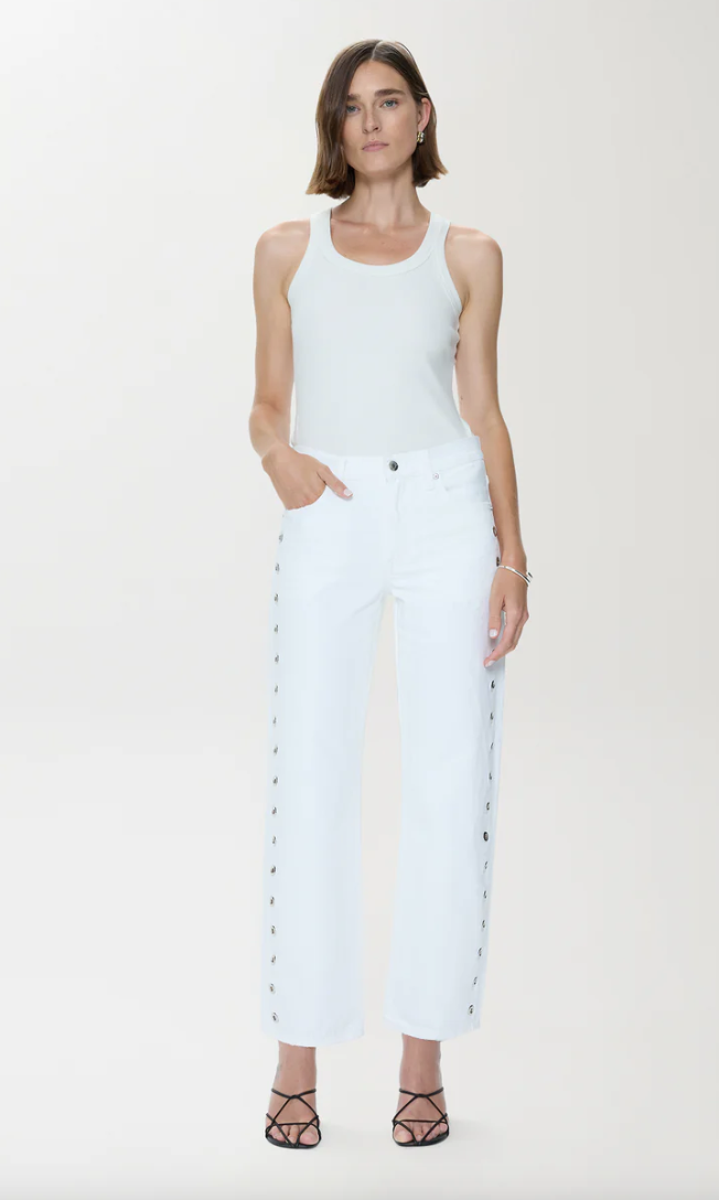 Pistola- LEXI Mid Rise Bowed Straight - Vivid White