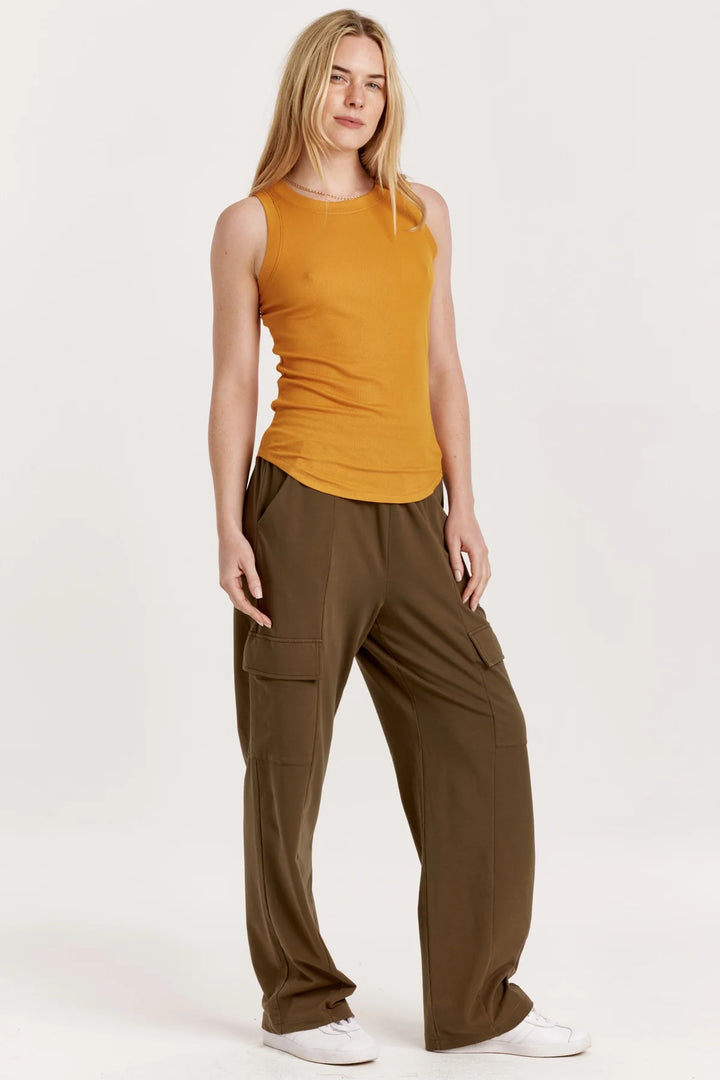 CLEO RIBBED TANK OCHRE