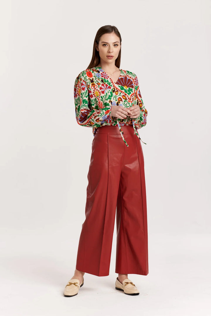 POMEGRANATE BLIS WIDE LEG PANTS.