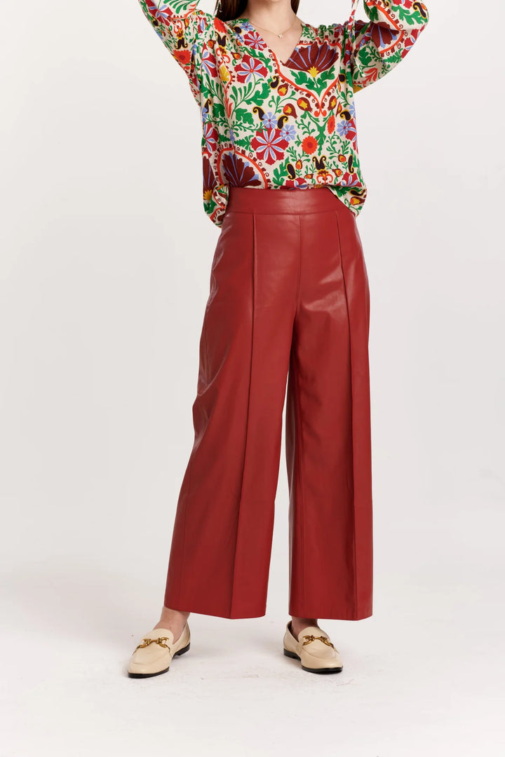 POMEGRANATE BLIS WIDE LEG PANTS.