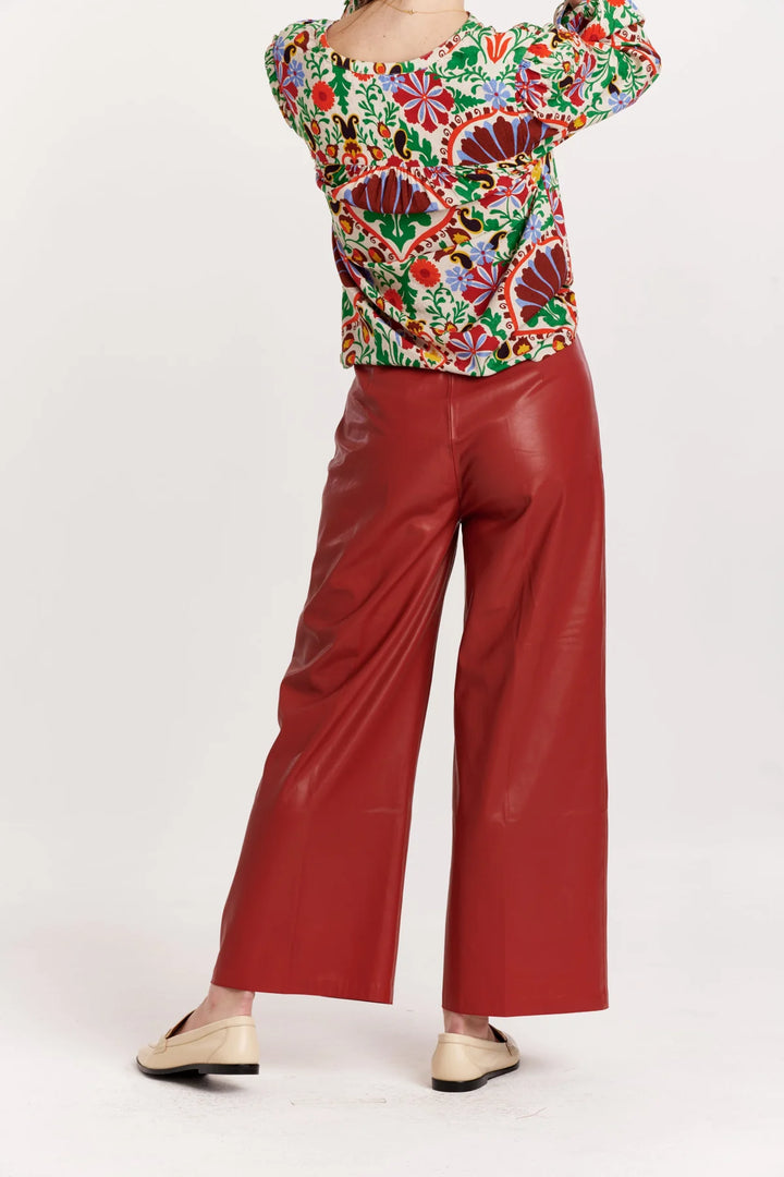 POMEGRANATE BLIS WIDE LEG PANTS.