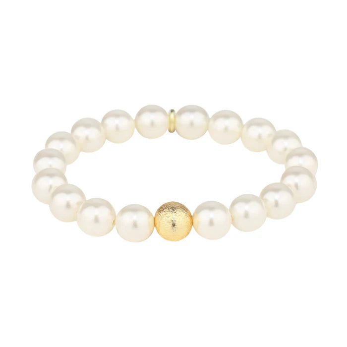 BudhaGirl- White Pearl Mala Beaded Bracelet
