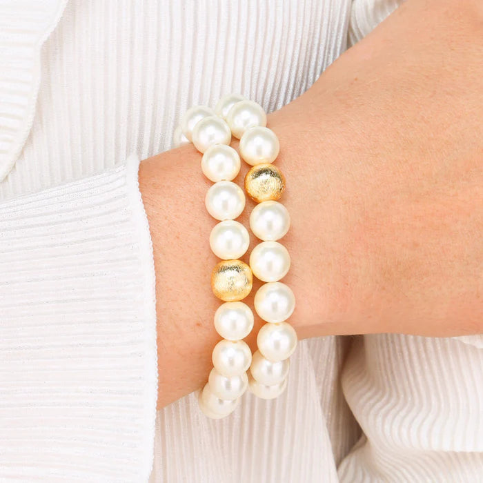 BudhaGirl- White Pearl Mala Beaded Bracelet
