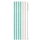 Swig: Clear Glitter + Aqua Reusable Straws