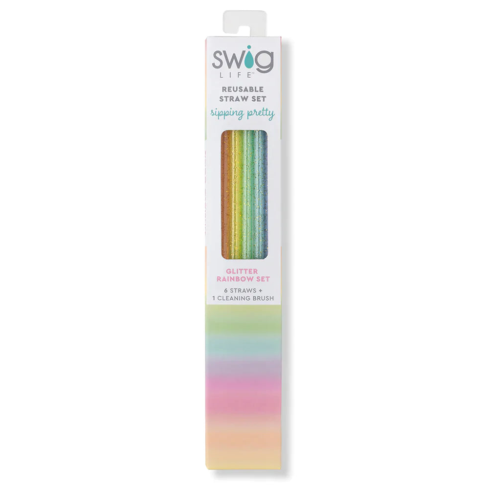 Swig: Rainbow Glitter Reusable Straw Set