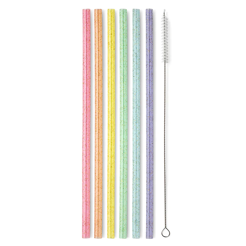 Swig: Rainbow Glitter Reusable Straw Set