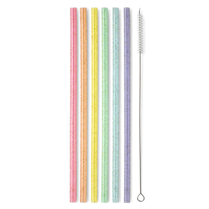 Swig: Rainbow Glitter Reusable Straw Set