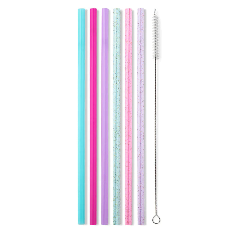 Swig: CLOUD NINE GLITTER REUSABLE STRAW SET