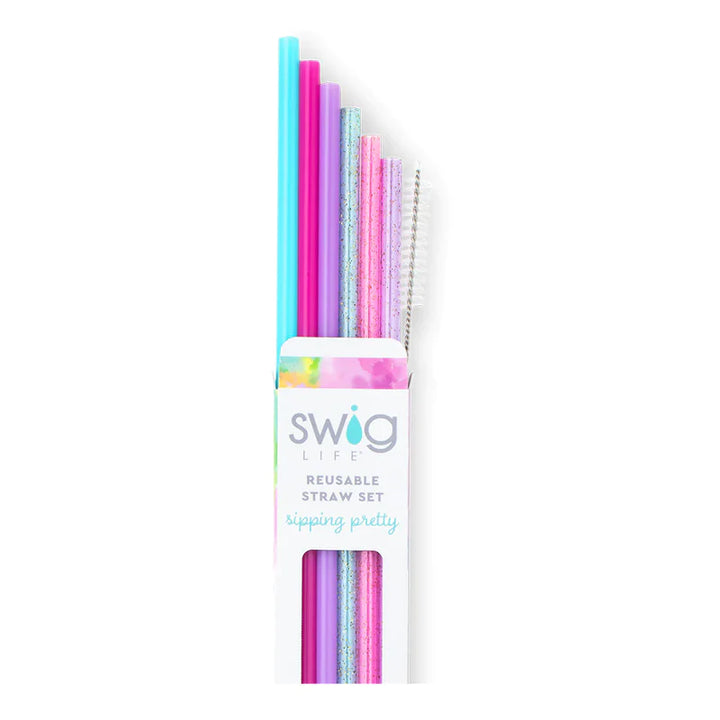 Swig: CLOUD NINE GLITTER REUSABLE STRAW SET